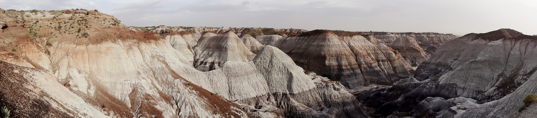 cone-shapped hills at the Blue Mesa Overlook